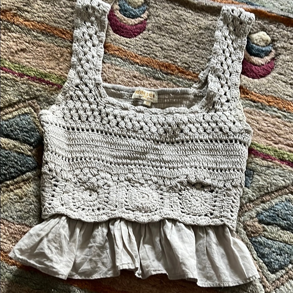 Rebellion Gray Cropped Lace Tank Top